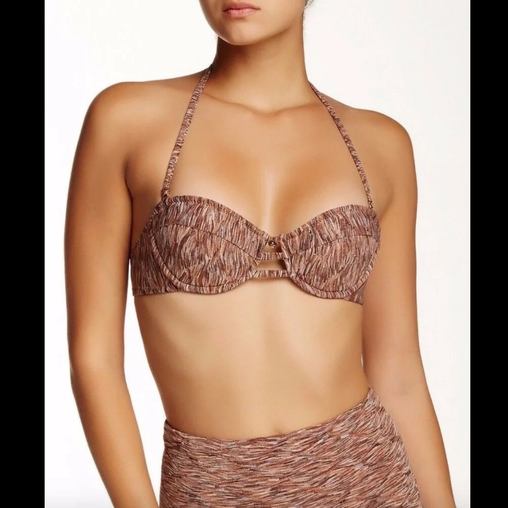 NWT $96 Ale By Alessandra Ambrosio Copper Underwire Bikini Top [ SZ XS ] brown‎